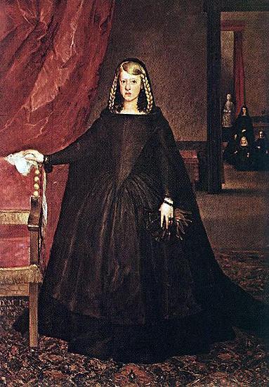  The sitter is Margaret of Spain, first wife of Leopold I, Holy Roman Emperor, wearing mourning dress for her father, Philip IV of Spain, with children
